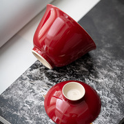 rp4t郎红盖碗茶杯茶碗，功夫茶具套装，单个不烫手茶艺盖碗茶泡茶