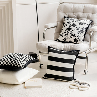 轻奢客厅沙发抱枕现代简约波点高级感黑白靠枕，靠垫背枕套不含芯