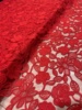 秋冬红色加厚蕾丝布料重工，水溶立体镂空花边新娘礼服高端面料