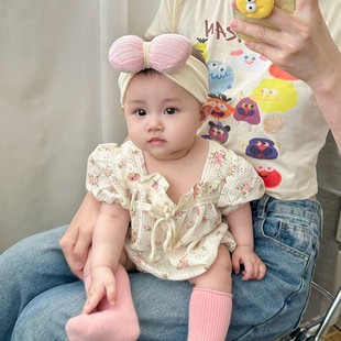 婴儿发带女宝宝护囟门帽子夏季薄款公主可爱小月龄女童遮头卤头带