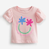 女童粉红色短袖t恤宝宝，纯棉上衣儿童2024夏装中小童半袖体恤
