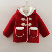 女童外套2023冬装儿童加厚羊羔，绒毛毛衣宝宝，冬季夹棉保暖大衣