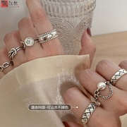 韩版重工组合食指戒指女时尚个性复古ins冷淡风网红指环小众