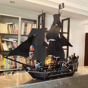 黑珍珠号加勒比海盗船，积木模型拼装巨大型高难度儿童玩具2024