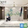 新中式国画山水墙布，电视背景墙壁纸客厅影视墙，壁画千里江山图壁布