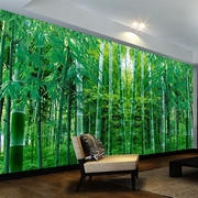 田园风景竹子壁画荷花家用墙布，5d电视背景，墙纸中式8d立体山水壁纸