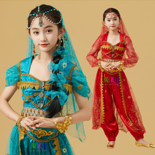 元旦儿童印度舞演出服，幼儿民族舞蹈茉莉公主新疆舞，肚皮舞表演服装