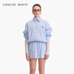 concise-white简白24春季条纹，翻领衬衣夹克外套，女设计师品牌