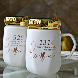 创意陶瓷马克杯子带盖茶杯家用情侣喝水杯男女定制盒实用高档