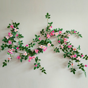 仿真蔷薇花藤装饰塑料假花藤条，空调管道遮挡藤蔓，植物墙壁挂墙绿植