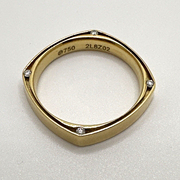 精奇首饰美国设计师D18K黄金钻石戒指方圆形5.88克手工制作漂亮酷