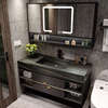 卫浴岩板一体盆浴室柜组合现代洗手盆面盆柜组合橡木卫生间洗