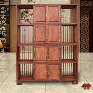 缅甸花梨木书柜红木书橱，简约现代中式书架，书房带门文件柜子展示柜