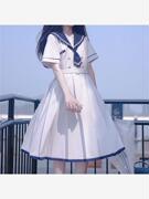 夏天衣服女装2024夏季甜美日系，海军领水手服，短袖蝴蝶结青少年