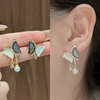 s925银针超仙不对称蝴蝶，珍珠耳环时尚个性设计感耳钉轻奢气质耳饰