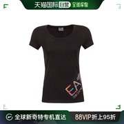 香港直邮EMPORIO ARMANI 女士黑色棉质短袖针织T恤衫 3ZTT44-TJ12