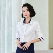 秋冬季2022棉衬衫女长袖，韩版修身职业工作服，防走光暗扣上衣衫