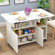 简约现代小户型伸缩折叠餐桌长方形移动厨房储物柜，简易饭桌椅组合