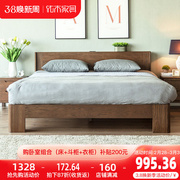 家具全实木床1.8米红橡木床1.5米双人床粗腿床北欧约