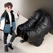 男童马丁靴2023秋冬季儿童，靴子加绒雪地，靴真皮棉鞋大男孩短靴