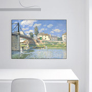 塞纳河的桥西斯莱sisley印象派，油画客厅装饰画，挂画壁画卧室无框画