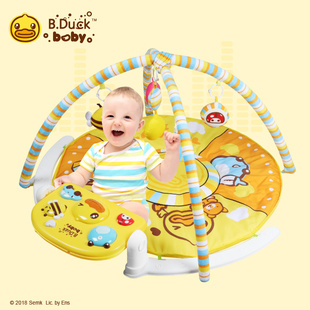 B.Duck小黄鸭婴儿健身器带音乐脚踏钢琴0-24月宝宝周岁礼物健身架