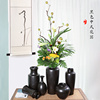 定制陶瓷花瓶摆件景德镇黑色禅意新中式鲜花干花客厅大插花器皿中