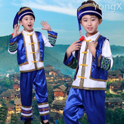傣族儿童服装男童少数民族舞蹈服云南佤族葫芦丝小男孩表演出服装