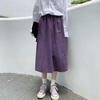 自制日系树莓紫色半身裙女学生设计感小众侧开叉中长款a字裙子夏