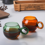 五家务指环咖啡杯玻璃彩色可微波加热家用精致ins风咖啡杯子