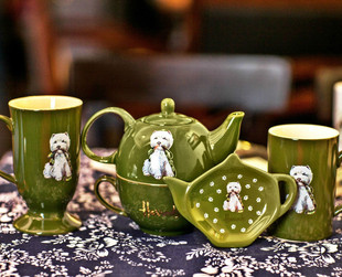英国harrods哈罗斯(哈罗斯)陶瓷杯，马克杯情侣杯，茶壶茶包碟西高地圆碟套装