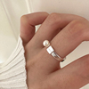 s925纯银luck珍珠开口戒指，女小众设计气质轻奢，高级感食指戒可调节