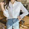 MG小象2023春秋季设计感小众雪纺白衬衫女气质OL职业衬衣上衣