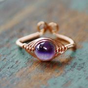 grace手工，绕线饰品复古指环，紫水晶戒指