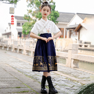 马面裙女童套装，夏款2024儿童夏季汉服，中国风古装宝宝夏装唐装