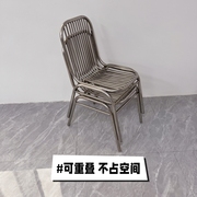 不锈钢椅子餐椅现代简约家用户外靠背椅金属椅工业风休闲椅单人椅