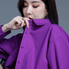 紫色长袖衬衫女春秋2024年法式衬衣女上衣独特别致小衫小个子