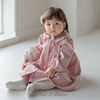 KIDSCLARA韩国婴儿连衣裙冬季女宝宝薄绒外套公主风粉色裙子围脖