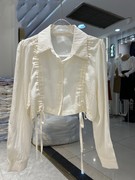 韩系短款防晒衣外套，23年百搭抽绳漂亮长袖白衬衫，设计女小众感
