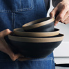 中式手工粗陶餐具套装组家用复古餐碗盘子加大汤面碗米饭碗沙拉碗