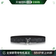 欧洲直邮louisvuitton路易威登男士，腰带皮带黑色老花帆布拼牛皮