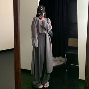 轻松掌握穿搭流量密码 自带慵懒中长款宽松毛衣外套马甲背心套装