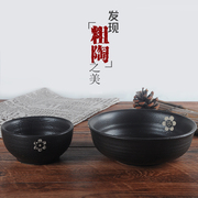 纯手工土陶碗粗陶陶碗陶土碗农家粗瓷碗黑金釉陶瓷面碗米饭碗