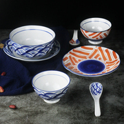 盘碗碟套装日式家用2/4/6人手绘套装个性釉下彩瓷器餐具套装