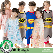 韩国儿童装宝宝夹棉三层保暖纯棉睡袍有机棉家居服长袍大马夹马甲