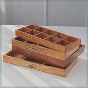 收纳盒木质实木复古木制桌上大号，印章手表盒分格长方形饰品置物架
