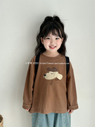 小苹果2024春秋韩国版男女童宝宝可爱卡通造型T恤儿童长袖上衣潮