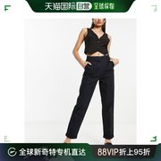 香港直邮潮奢 ASOS 女士设计斜纹棉布裤子(黑色)