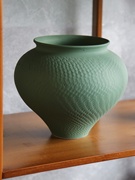 新中式陶瓷豆沙绿色克莱因蓝花瓶花器摆件售楼处酒店隔断软装饰品