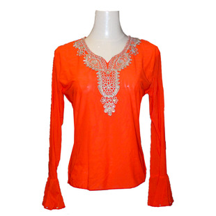 新疆舞蹈服装双层氨纶弹力纱，体恤白色黑色，红色蓝色橘色长袖上衣